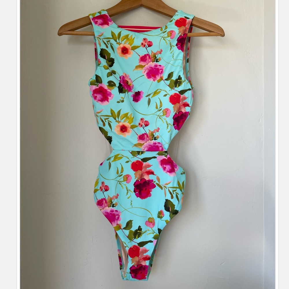 Nanette Lepore Aqua Mint Floral One-Piece Swimsuit size 4 NWT (new with tags)